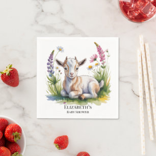 Watercolor Babylammetje met Wilde Bloemen Baby Sho Servet