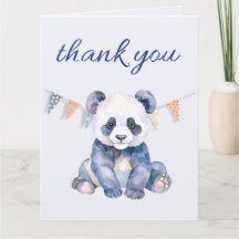 Watercolor babypanda met vlaggetjes Dank je wel