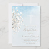 watercolor baby's breath | Baptism baby boy Kaart (Voorkant)