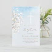 watercolor baby's breath | Baptism baby boy Kaart (Staand voorkant)