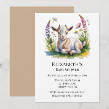 Watercolor babyschapen met wilde bloemen babyshowe