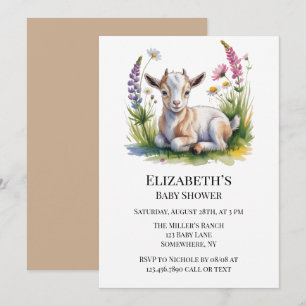 Watercolor babyschapen met wilde bloemen babyshowe kaart