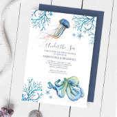Watercolor babyshower uitnodiging onder de zee