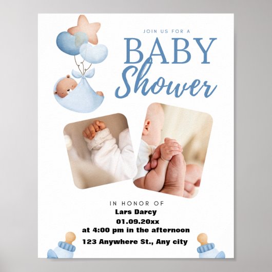 watercolor babyshower uitnodiging poster (Voorkant)