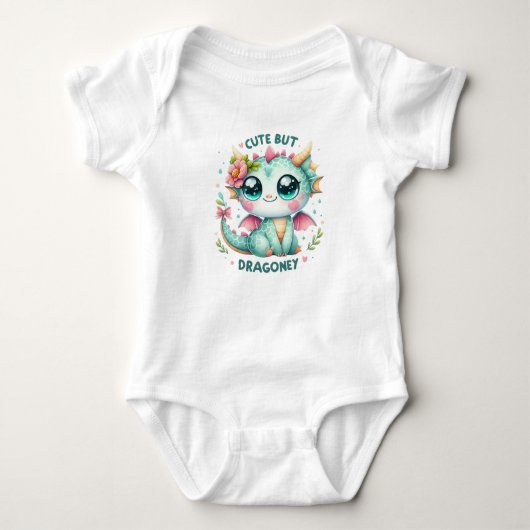 Watercolor babyslakdragonnetje schattig maar drake romper (Voorkant)