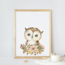 Watercolor Babyuilposter voor de kinderkamer