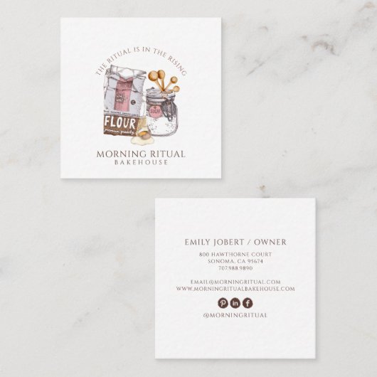 Watercolor Baker Dessert Caterer  Vierkante Visitekaartje (Voorkant / Achterkant)