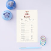 Watercolor Bakery Cupcake Elegante Service Menu (Enkel)