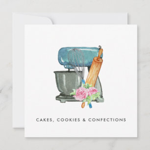 Watercolor Bakery Logo Bloemig digitaal download Kaart
