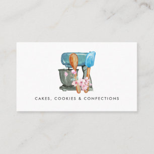 Watercolor Bakery Logo Bloemige Visitekaart Visitekaartje