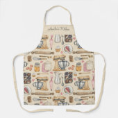 Watercolor Bakgereedschap Patroon Beige Schort (Voorkant)