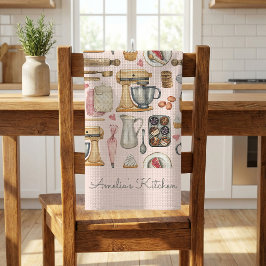 Watercolor Bakgereedschap Patroon Roze Gepersonali Theedoek