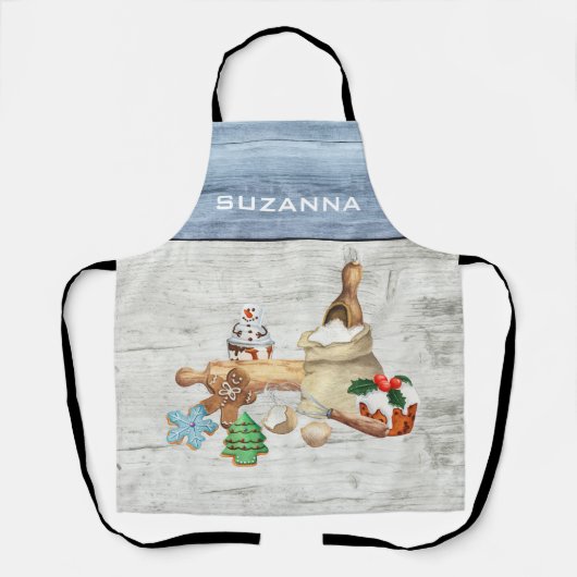 Watercolor Baking Christmas Cookie Bake  Schort (Voorkant)