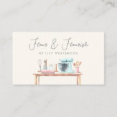 Watercolor Bakkerij Banketbakker Script QR Code Visitekaartje (Voorkant)