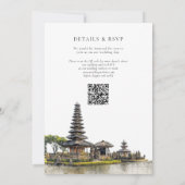Watercolor Bali Temple QR Code Wedding Kaart (Achterkant)