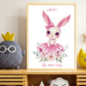 Watercolor Ballerina Bunny Nursery Poster