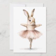 Watercolor Ballerina Konijn Dansend Taupe Roze