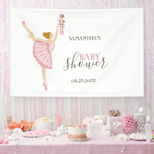 Watercolor Ballerina Notenkraker Roze Baby Shower Spandoek