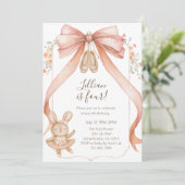 Watercolor Ballet Girls Fourth Birthday Kaart (Staand voorkant)