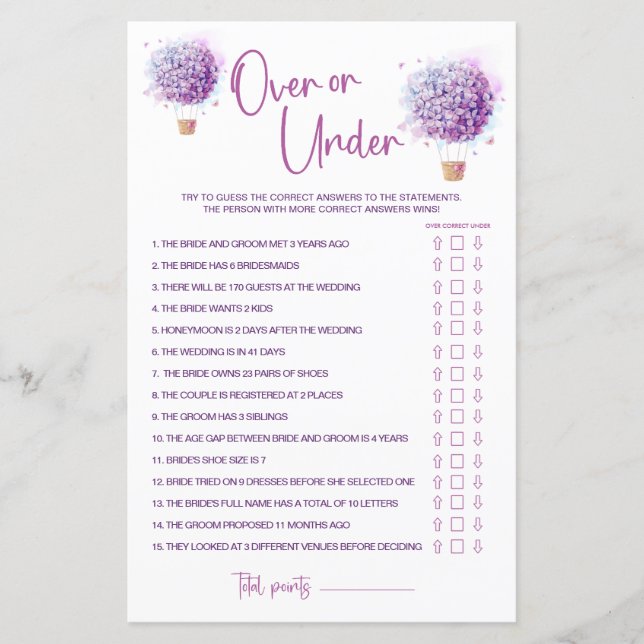 Watercolor Ballon Bloemen | Over & Onder Game (Voorkant)