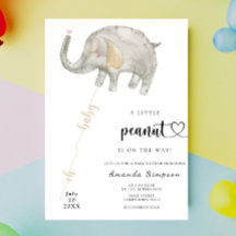 Watercolor Ballon Olifant Baby Shower