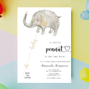 Watercolor Ballon Olifant Baby Shower Kaart