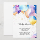 Watercolor Ballonnen Baby Shower Uitnodiging (Voorkant / Achterkant)