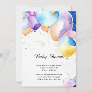 Watercolor Ballonnen Baby Shower Uitnodiging