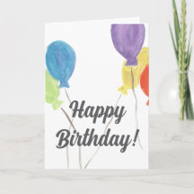 Watercolor Balloon Birthday Card (Blank Inside)