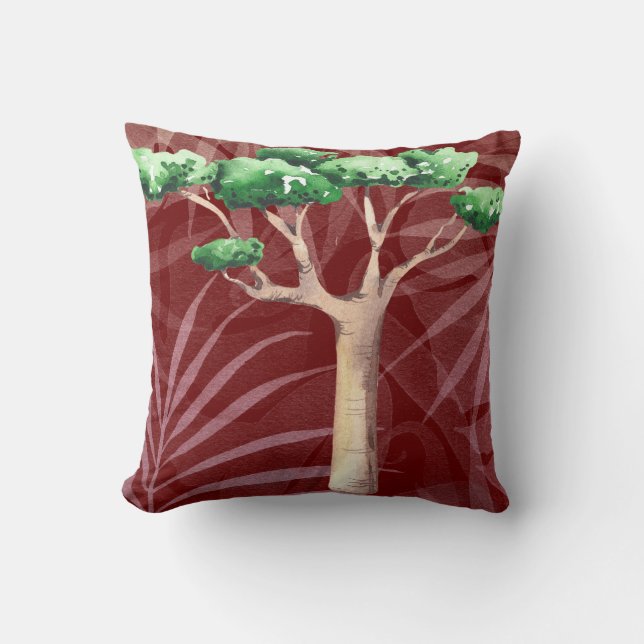 Watercolor Baobab Boom Kussen (Voorkant)