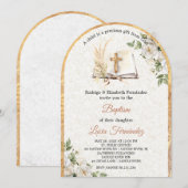 Watercolor Baptism Greenery Gender Neutral Kaart (Voorkant / Achterkant)