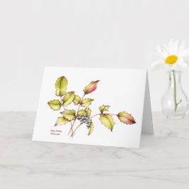 Watercolor barberry greeting card blank inside kaart