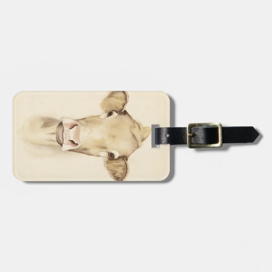 Watercolor Barn Animals | Cow Bagagelabel (Voorkant horizontaal)