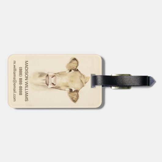 Watercolor Barn Animals | Cow Bagagelabel (Achterkant horizontaal)