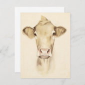 Watercolor Barn Animals | Cow Briefkaart (Voorkant / Achterkant)