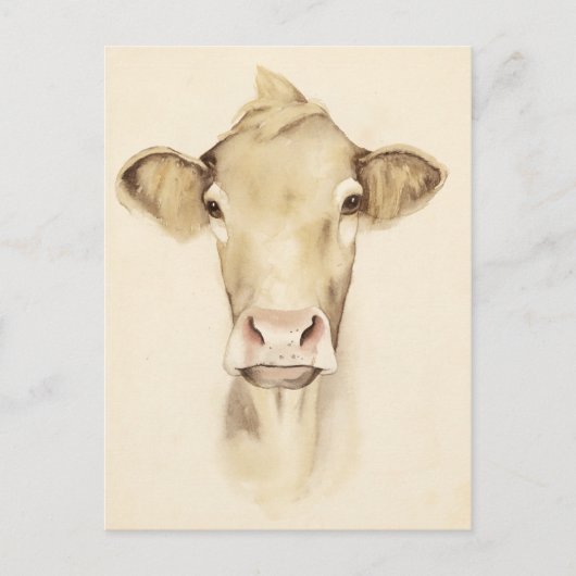 Watercolor Barn Animals | Cow Briefkaart (Voorkant)