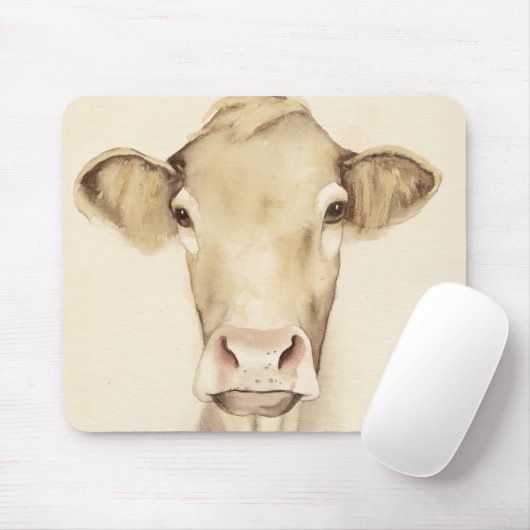 Watercolor Barn Animals | Cow Muismat (Met muis)