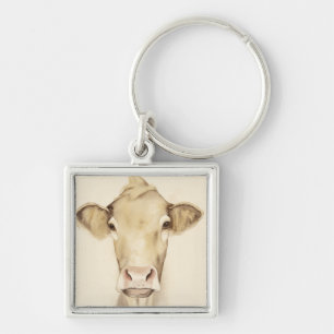 Watercolor Barn Animals   Cow Sleutelhanger