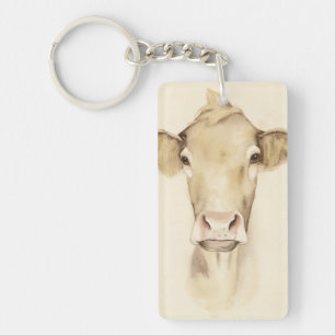 Watercolor Barn Animals   Cow Sleutelhanger