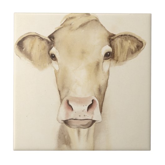 Watercolor Barn Animals | Cow Tegeltje (Voorkant)