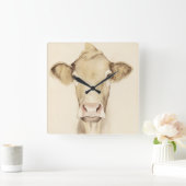 Watercolor Barn Animals | Cow Vierkante Klok (Huis)