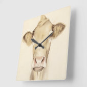 Watercolor Barn Animals | Cow Vierkante Klok (Hoek)