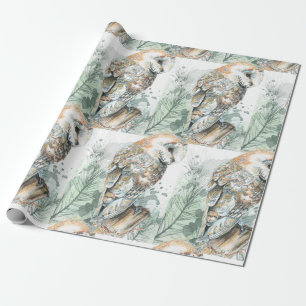 Watercolor Barn Owl Bird Nature Wildlife art Cadeaupapier