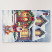 Watercolor Basenji Townhouse Christmas Holiday Legpuzzel (Horizontaal)