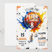 Watercolor Basketball Birthday Invitation Kaart (Voorkant / Achterkant)