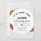 Watercolor Basketball Birthday Invitation Kaart (Voorkant)