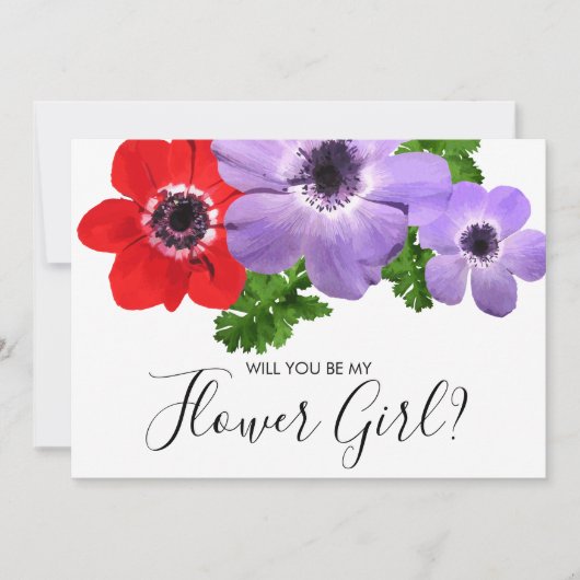 Watercolor Be My Flower Girl Bruidsmeisje Kaart (Voorkant)