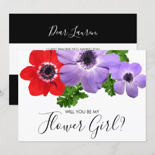 Watercolor Be My Flower Girl Bruidsmeisje Kaart
