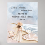 Watercolor Beach and Waves Bridal Shower Welcome Poster (Voorkant)