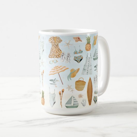 Watercolor Beach Bachelorette Feestweekend Koffiemok (Voorkant rechts)